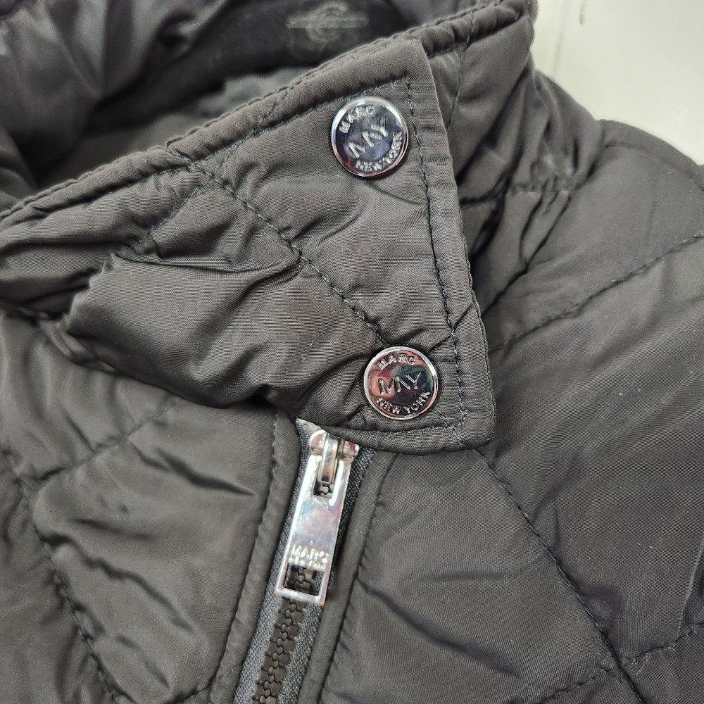 Marc New York Zip Up Moto Winter Jacket Vest Short Puffer Minimalist Coat Black - Picture 8 of 14